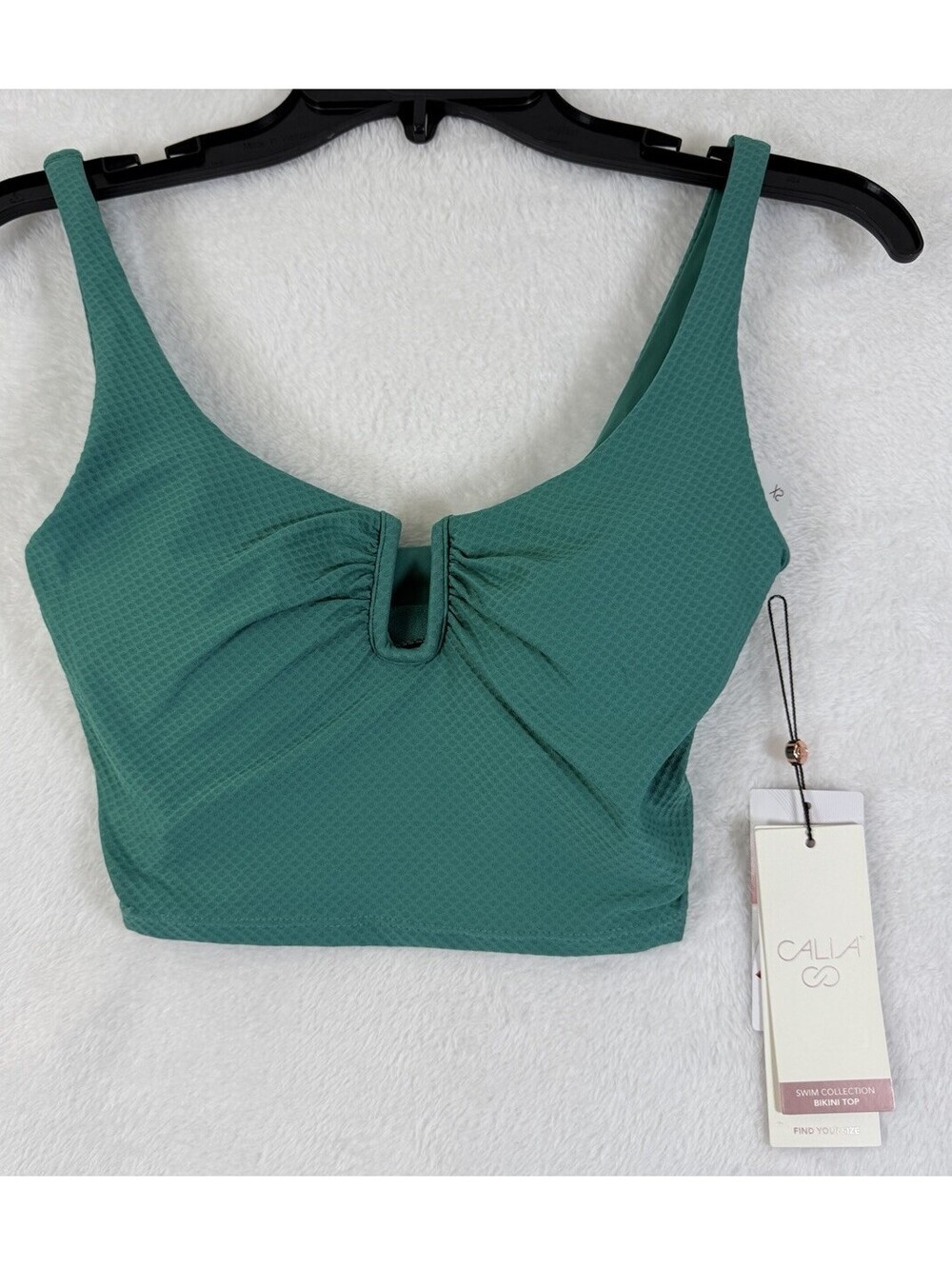 Calia Swim Top XS Longline Bikini Jungle Green U Bar Womens New NWT